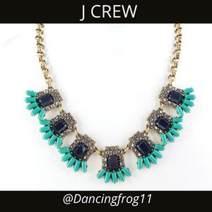 J. Crew Statement Necklace Blue and Green Stones